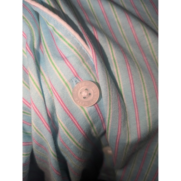 Lauren Ralph Lauren Pajama Top Womens Large Pinstripe Buttons Pink Blue Green‎ - Picture 10 of 10